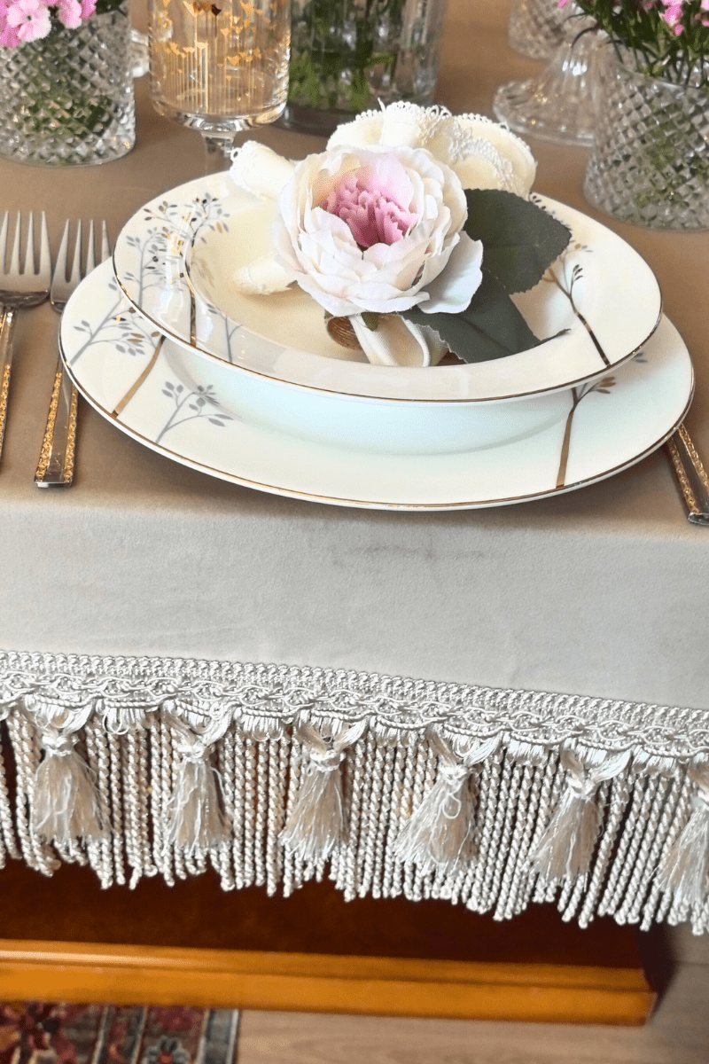 Çift Saçaklı Kadife Masa Örtüsü | | nihalpancar