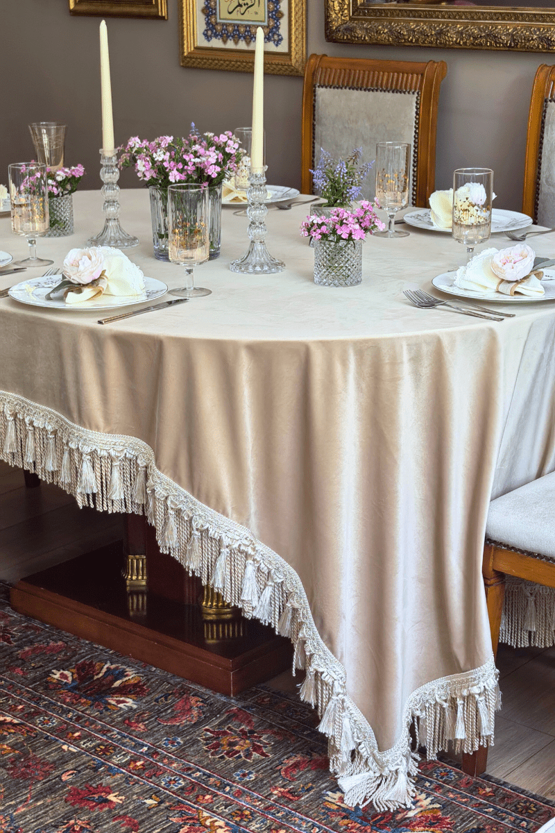 Çift Saçaklı Kadife Masa Örtüsü | | nihalpancar