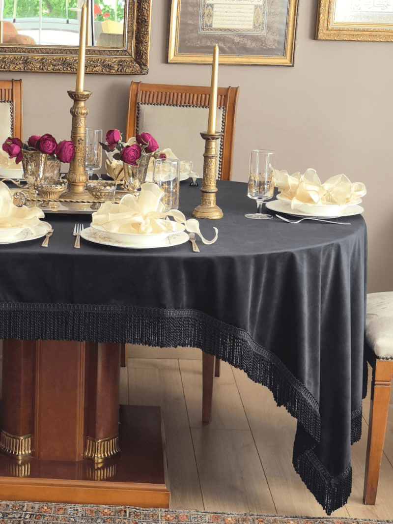 Kadife Saçaklı Masa Örtüsü | | nihalpancar