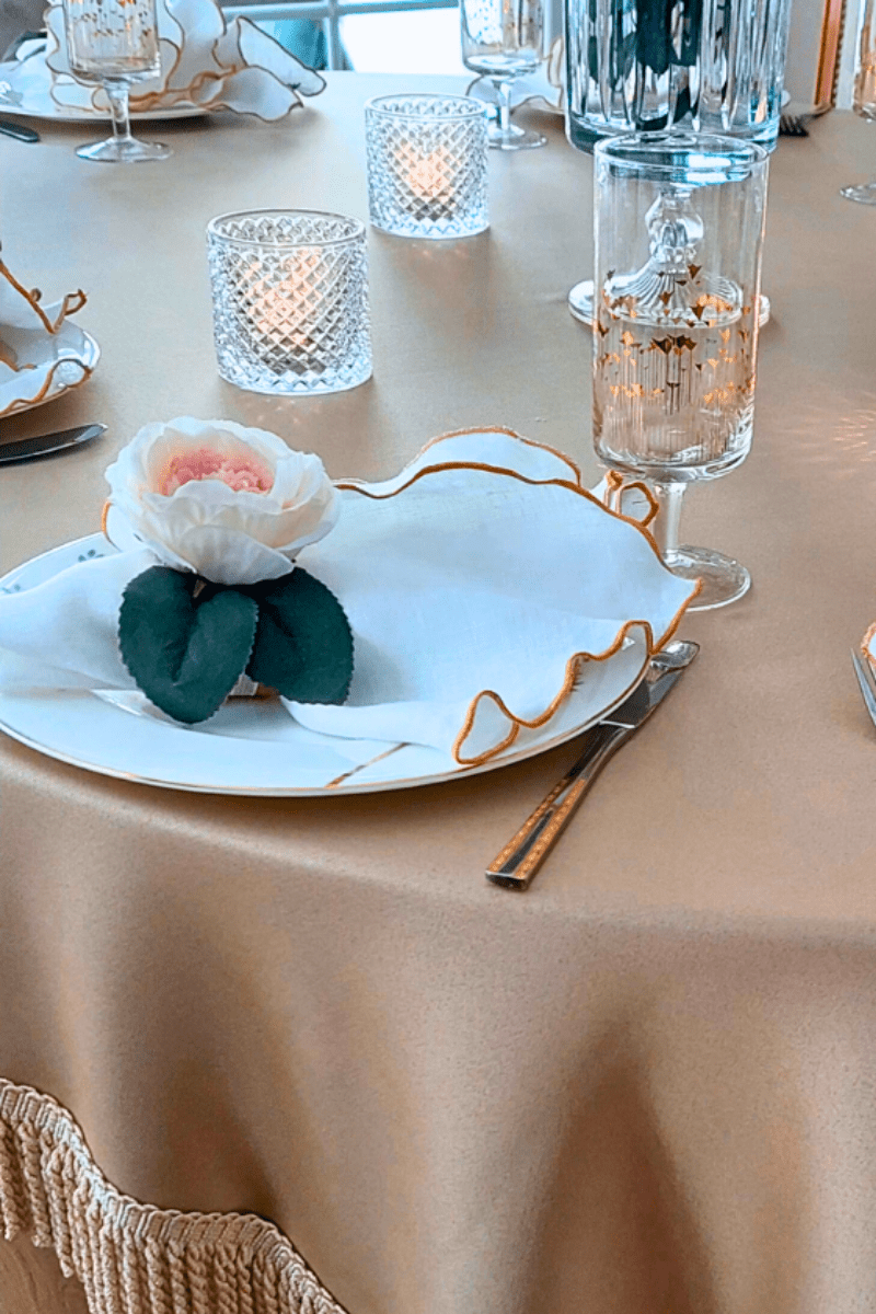 Volanlı Ham Keten Peçete - Beyaz | | nihalpancar