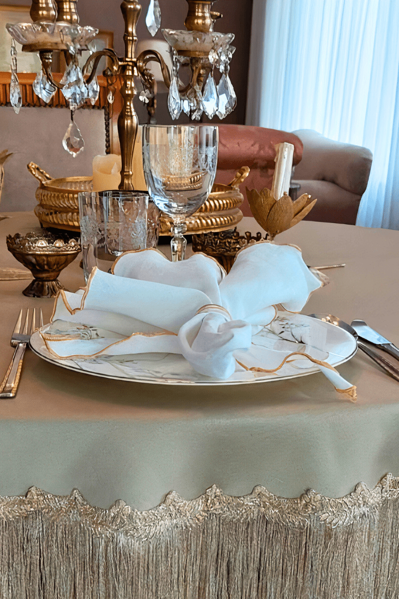 Volanlı Ham Keten Peçete - Beyaz | | nihalpancar