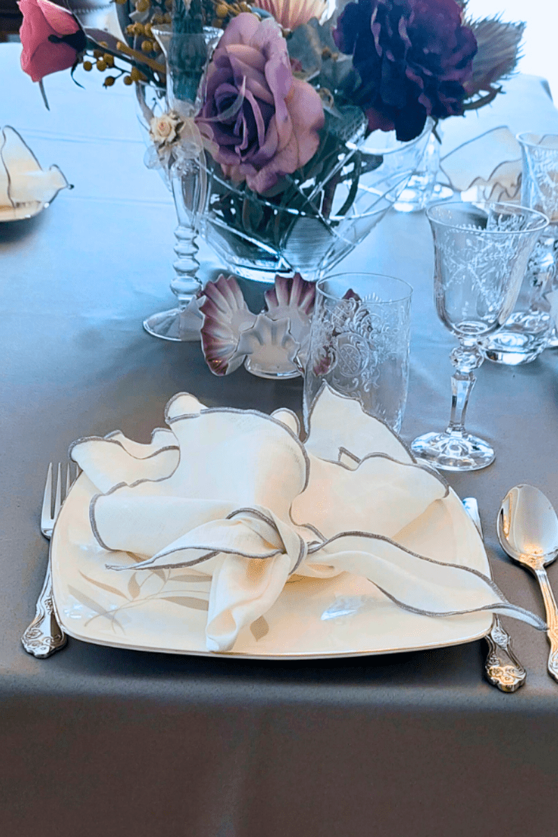 Volanlı Ham Keten Peçete - Beyaz | | nihalpancar